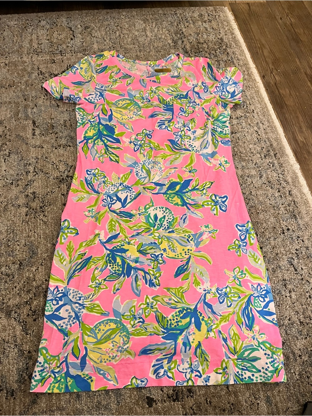 Lilly Pulitzer Pink Tropical Floral Short-Sleeve Mini Dress